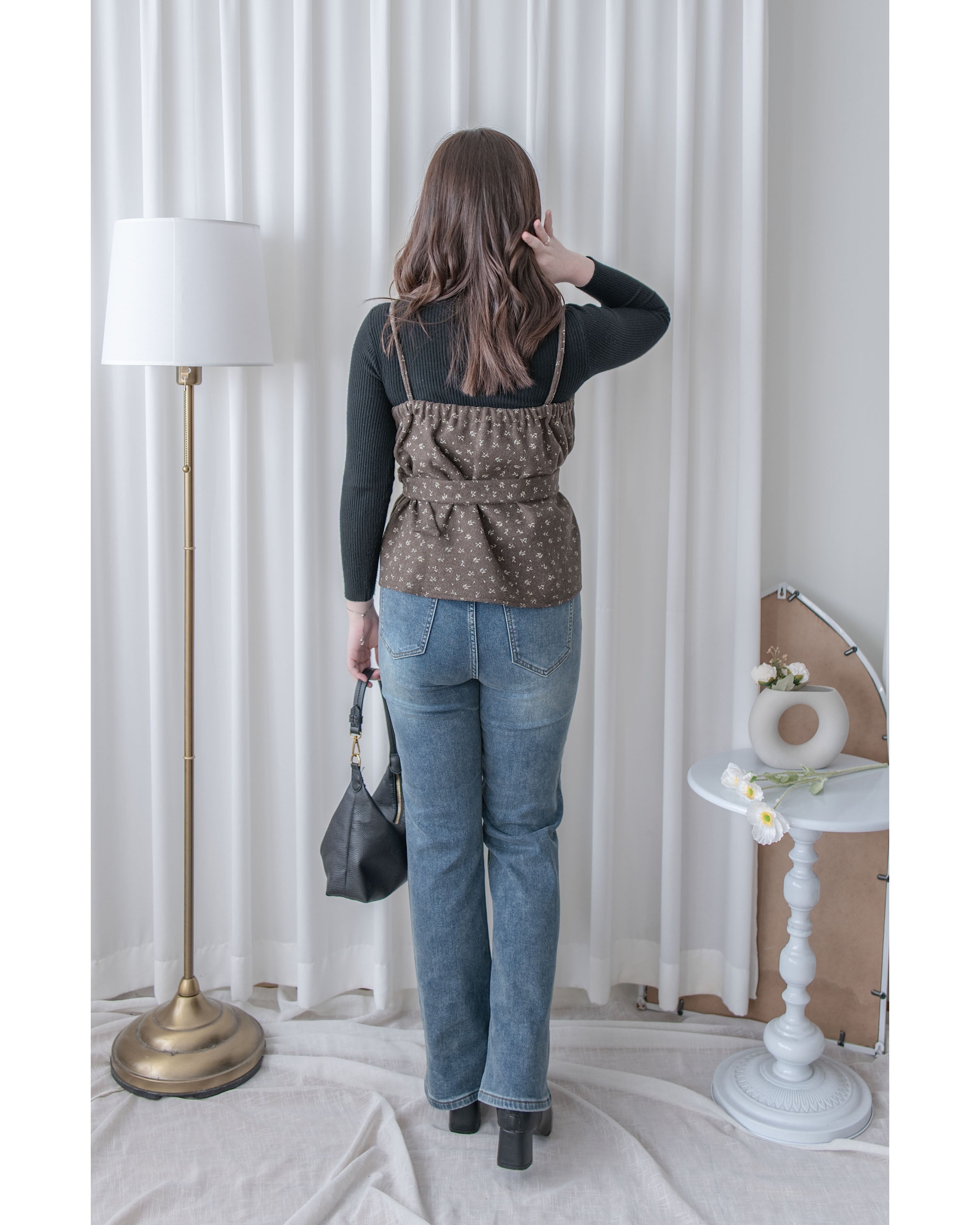 Winter Slim Jeans 高彈力內加絨保暖直筒牛仔褲/ PT8474