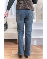 Winter Slim Jeans 高彈力內加絨保暖直筒牛仔褲/ PT8474