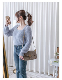 Square collar Mellow Top 顯鎖骨方領親膚針織上衣/ KT8192 (pre-order ivory/softpink 1月25截單)