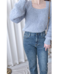 Square collar Mellow Top 顯鎖骨方領親膚針織上衣/ KT8192 (pre-order ivory/softpink 1月25截單)