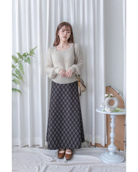 Rhombus Skirt 菱格紋隱形鬆緊帶A字裙/ SK8925 (pre-order Black 1月25截單)
