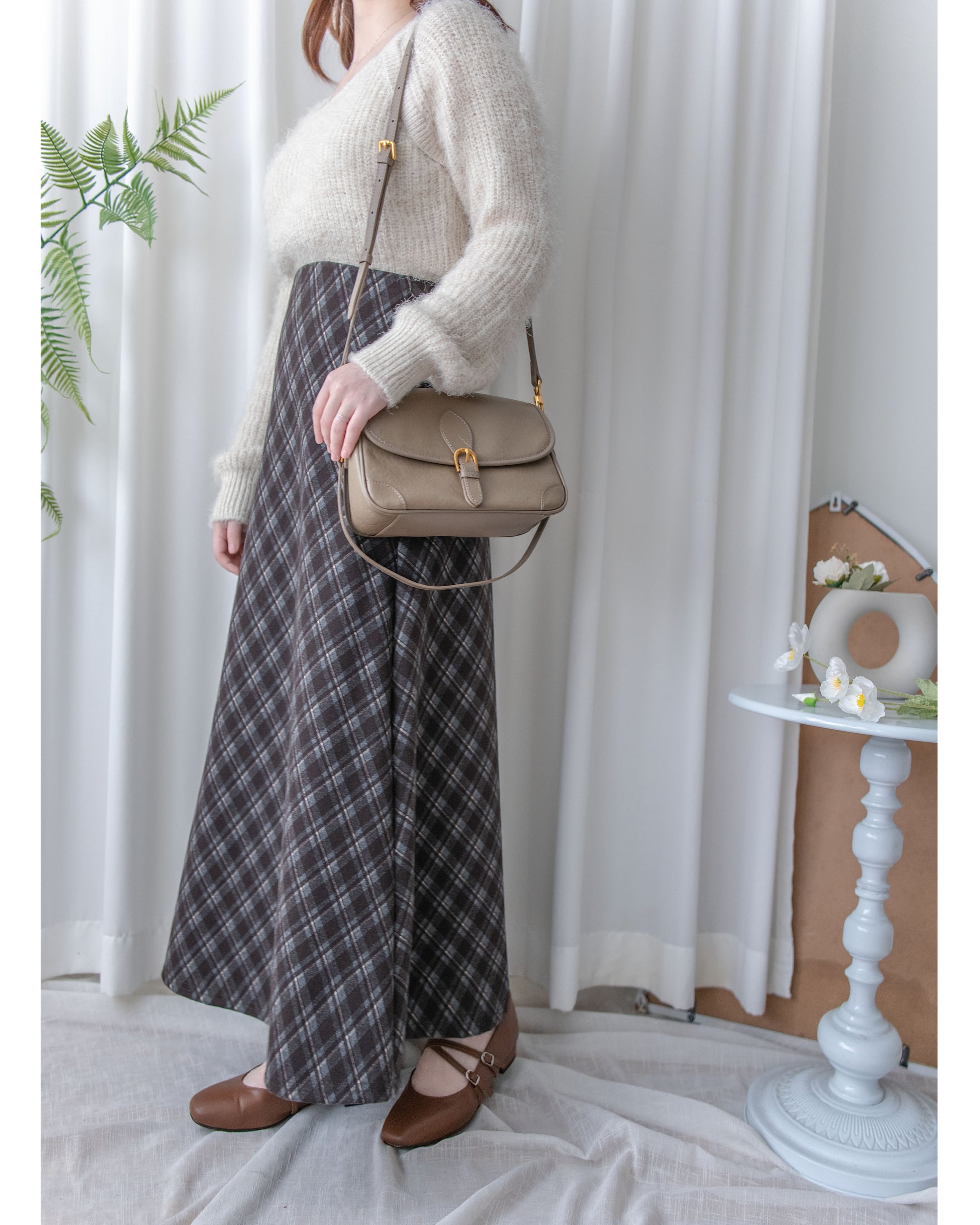 Rhombus Skirt 菱格紋隱形鬆緊帶A字裙/ SK8925 (pre-order Black 1月25截單)