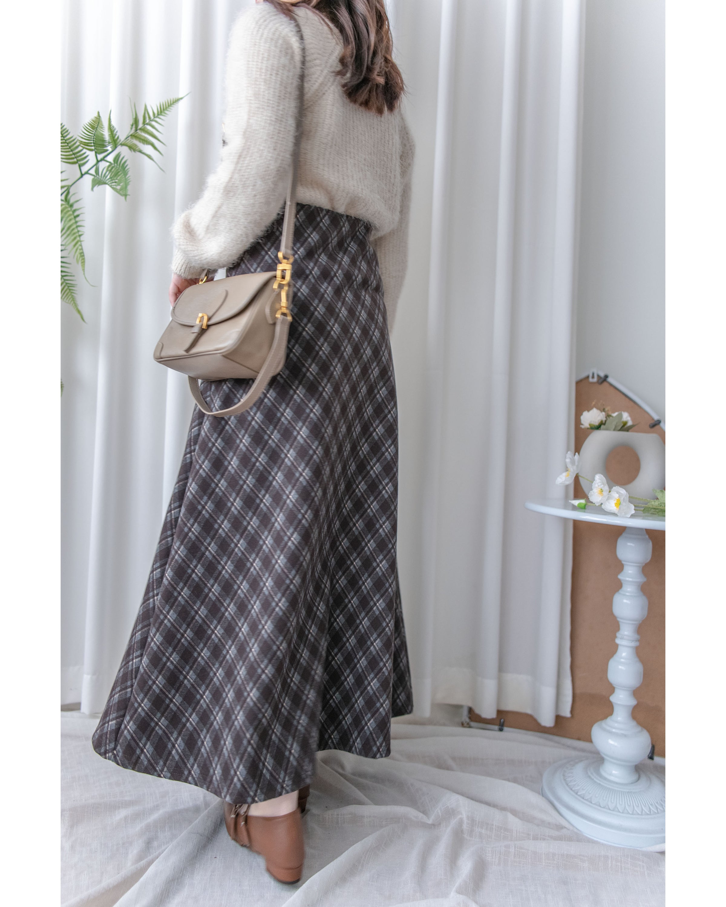 Rhombus Skirt 菱格紋隱形鬆緊帶A字裙/ SK8925 (pre-order Black 1月25截單)