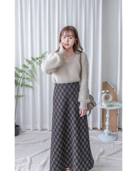 Rhombus Skirt 菱格紋隱形鬆緊帶A字裙/ SK8925 (pre-order Black 1月25截單)