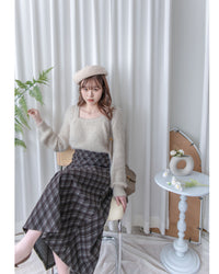 Rhombus Skirt 菱格紋隱形鬆緊帶A字裙/ SK8925 (pre-order Black 1月25截單)