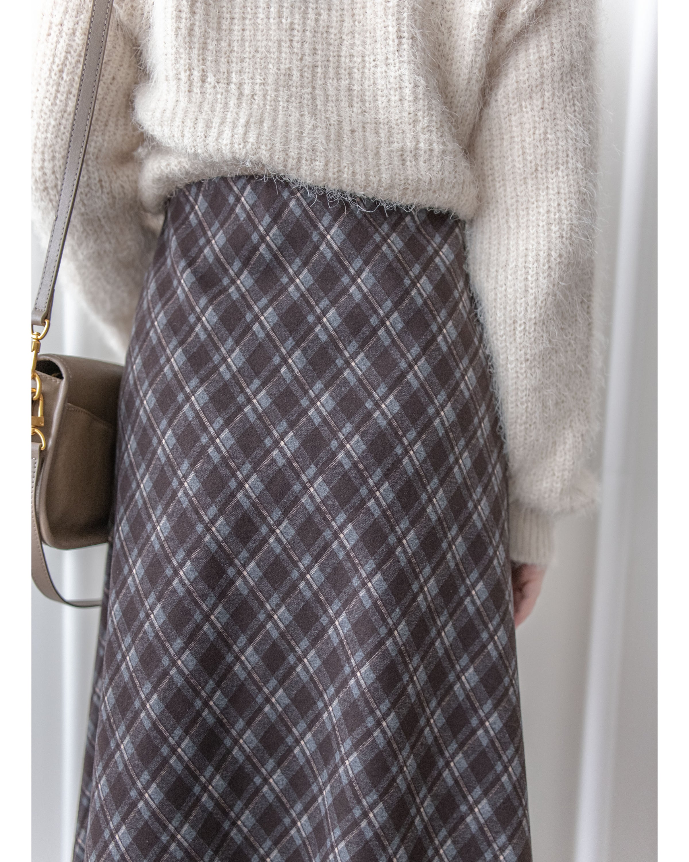 Rhombus Skirt 菱格紋隱形鬆緊帶A字裙/ SK8925 (pre-order Black 1月25截單)