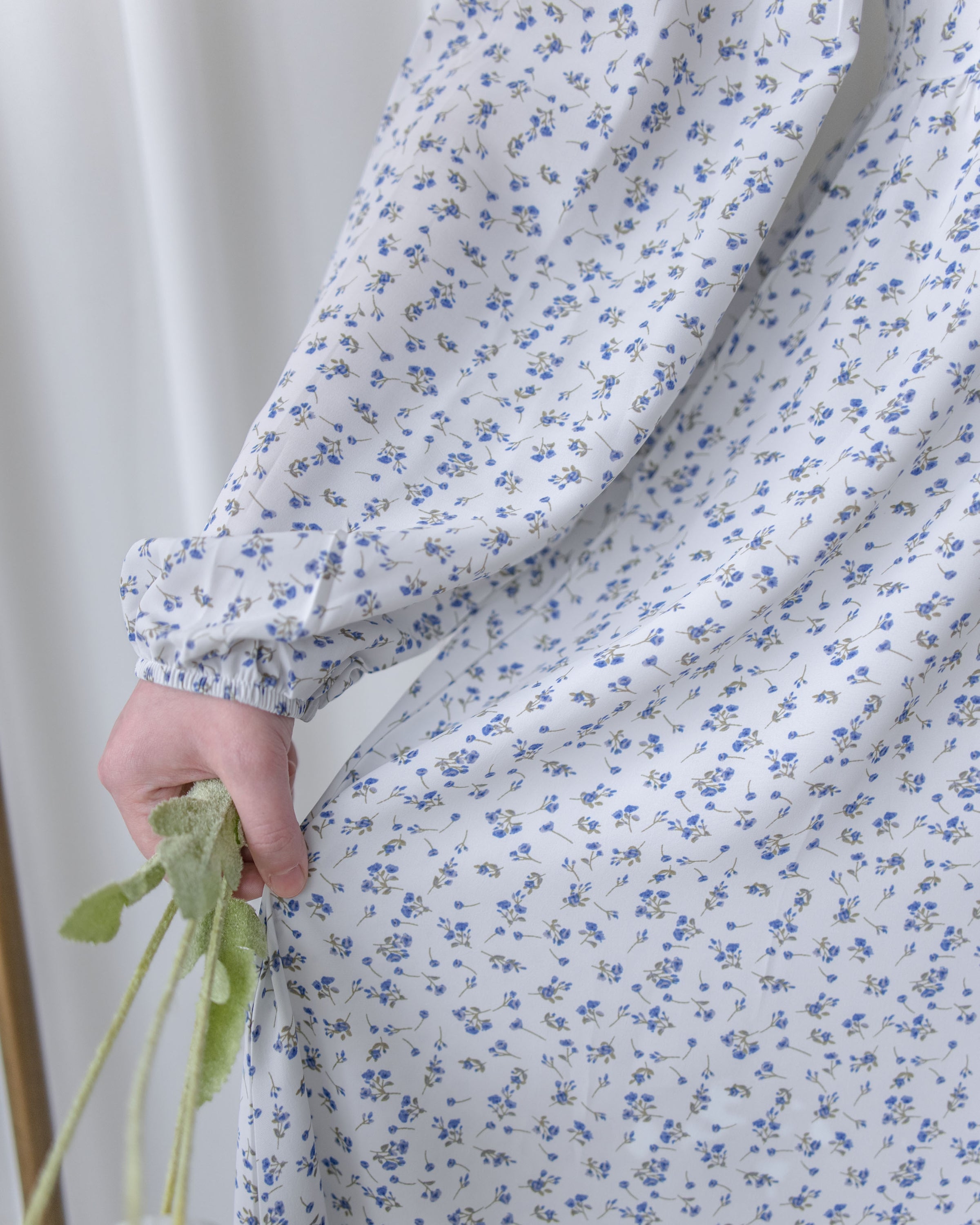 French Floral Button Dress 法式V領單色印花顯瘦腰封連身裙/ DS1060 (White Soldout)