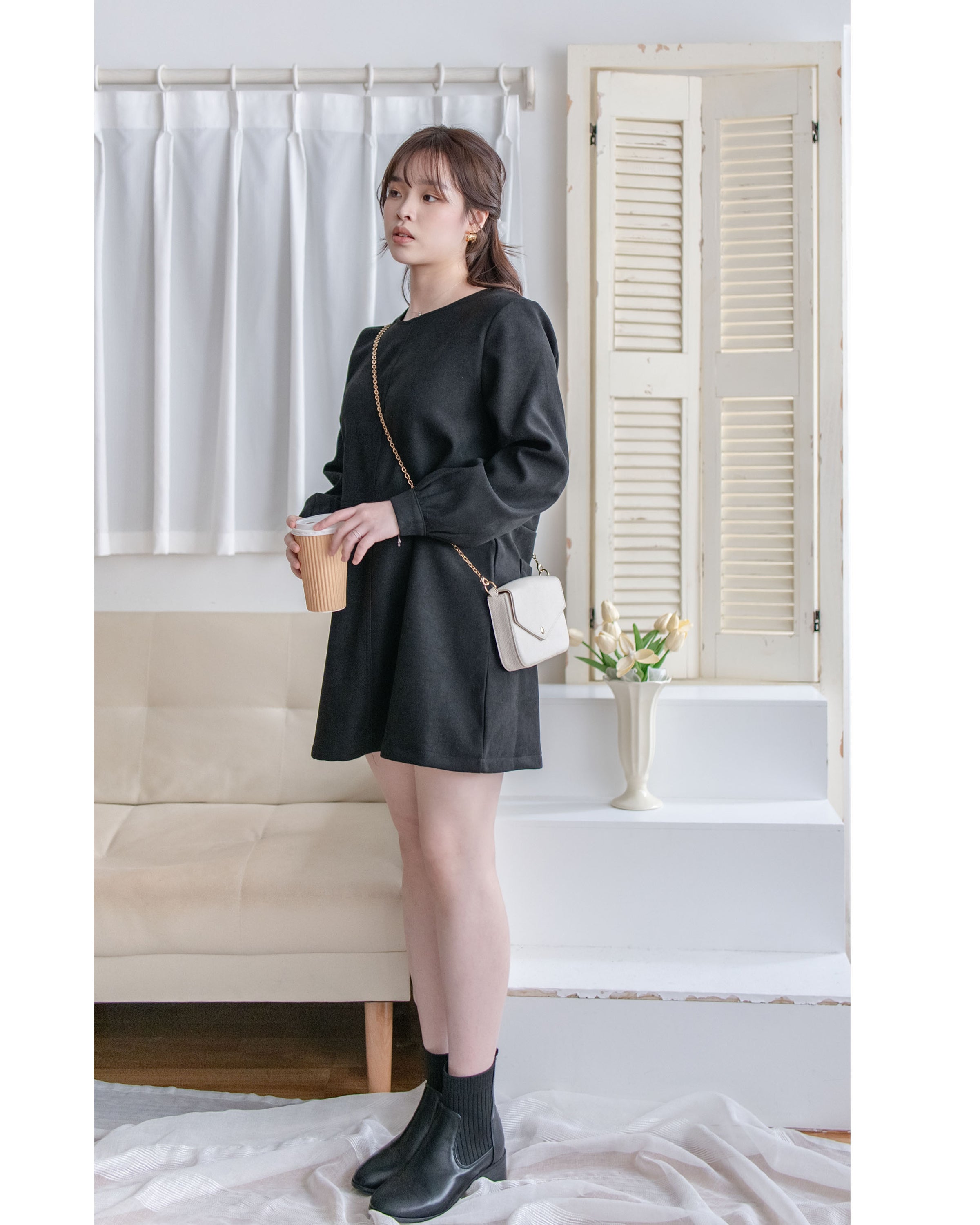 Charlotte Dress 內絨毛後置式雙口袋連身裙/ DS1056