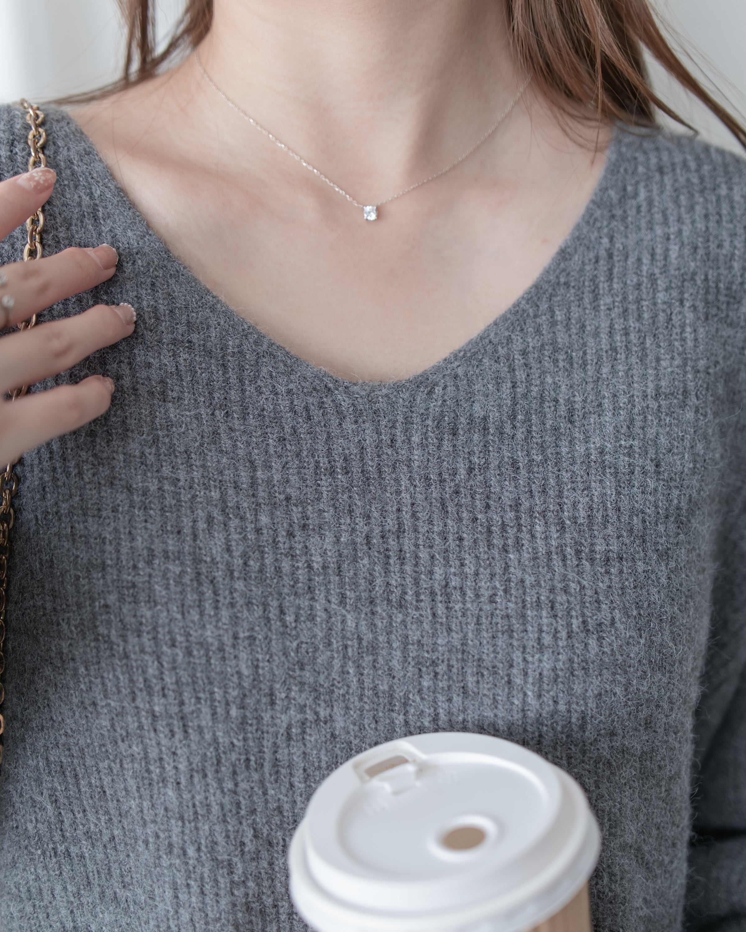 V-neck Knit Skirt Set 細膩條紋V領上衣直裙套裝/ SE8106 (Pre-order 2月5日截單)