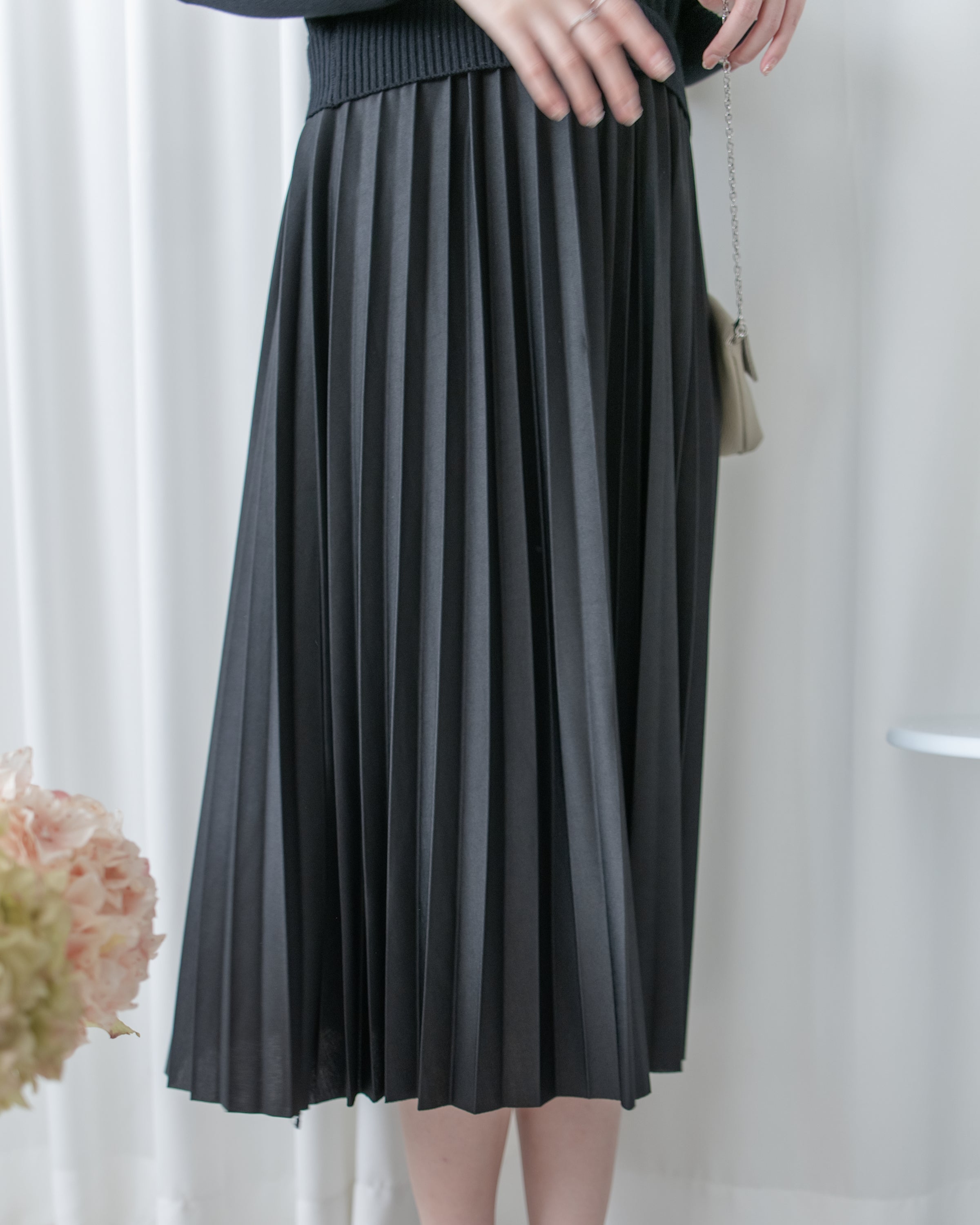 Pleated Cardigan Dress 小香風拼色針織外套假兩件百褶長裙/ DS1067 (pre-order 2月5日截單)