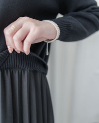 Pleated Cardigan Dress 小香風拼色針織外套假兩件百褶長裙/ DS1067 (pre-order 2月5日截單)