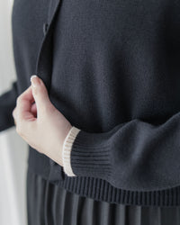 Pleated Cardigan Dress 小香風拼色針織外套假兩件百褶長裙/ DS1067 (pre-order 2月5日截單)