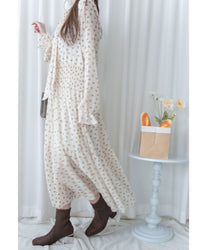 Star Floral Dress 雪紡星花木耳邊修腰連身裙/ DS1064 (Pre-order 2月5日截單)