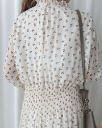 Star Floral Dress 雪紡星花木耳邊修腰連身裙/ DS1064 (Pre-order 2月5日截單)