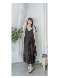 Rosy Dress 圓點小玫瑰吊帶連身裙/ DS9873