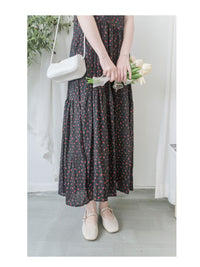 Rosy Dress 圓點小玫瑰吊帶連身裙/ DS9873