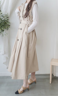 Trench Vest Dress 杏色背心風衣連身裙或外套/ DS9866