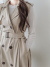 Trench Vest Dress 杏色背心風衣連身裙或外套/ DS9866