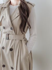 Trench Vest Dress 杏色背心風衣連身裙或外套/ DS9866