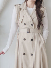 Trench Vest Dress 杏色背心風衣連身裙或外套/ DS9866