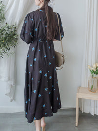 Bouquet Dress 藍色花束包式穿著連身裙/ DS9869