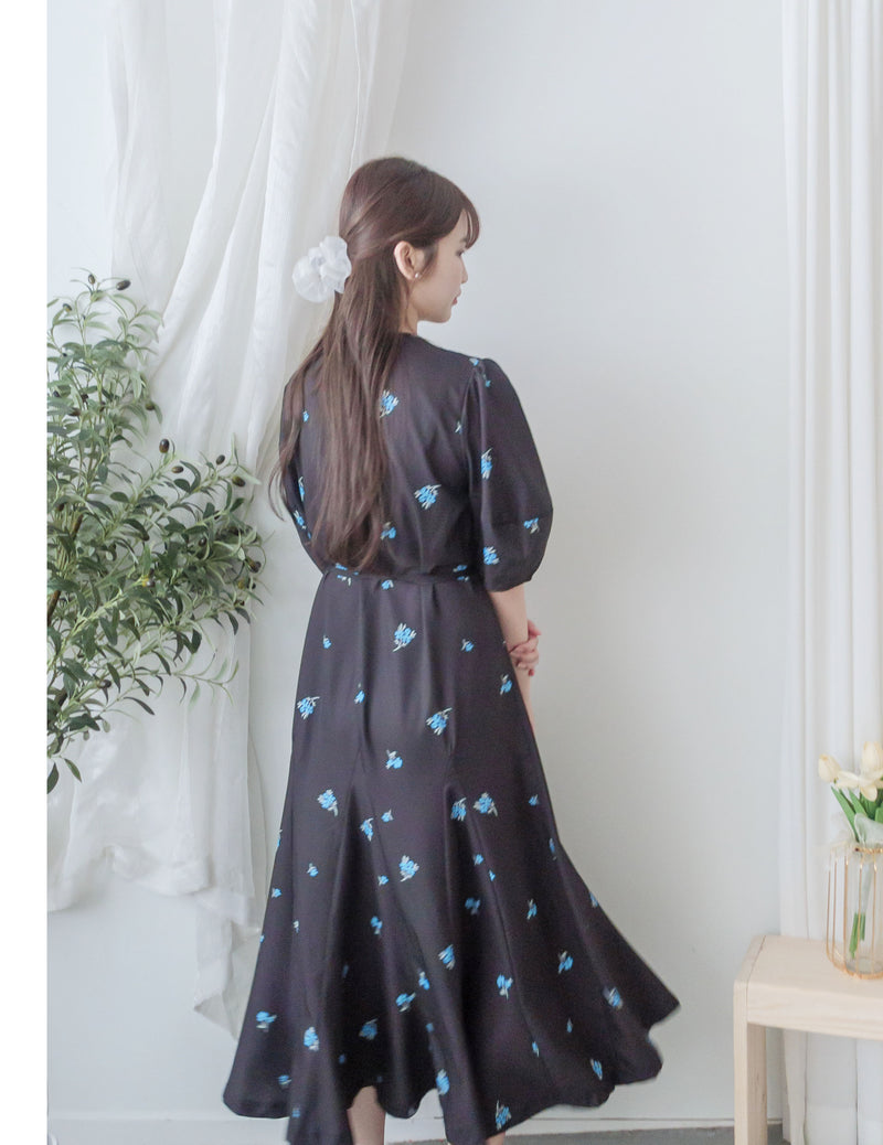 Bouquet Dress 藍色花束包式穿著連身裙/ DS9869