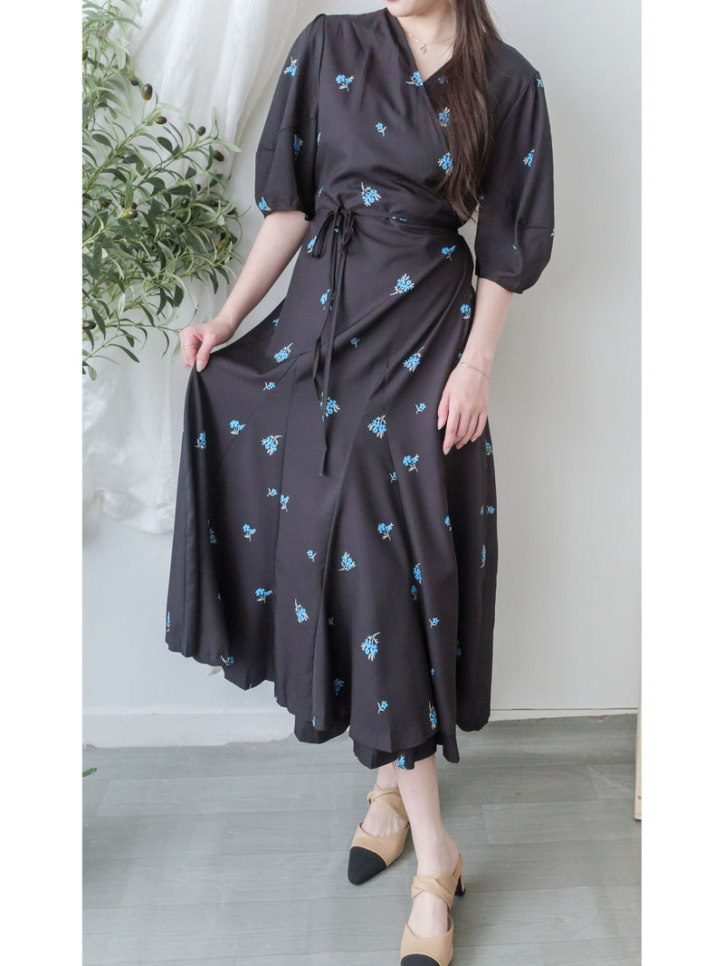 Bouquet Dress 藍色花束包式穿著連身裙/ DS9869