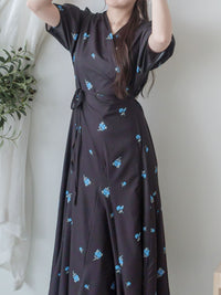 Bouquet Dress 藍色花束包式穿著連身裙/ DS9869