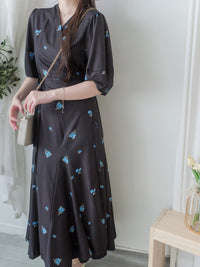 Bouquet Dress 藍色花束包式穿著連身裙/ DS9869