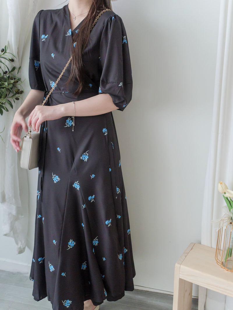 Bouquet Dress 藍色花束包式穿著連身裙/ DS9869
