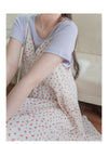Rosy Dress 圓點小玫瑰吊帶連身裙/ DS9873