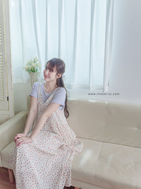 Rosy Dress 圓點小玫瑰吊帶連身裙/ DS9873