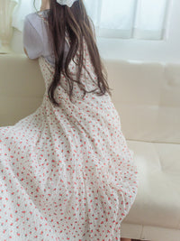 Rosy Dress 圓點小玫瑰吊帶連身裙/ DS9873
