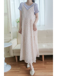 Rosy Dress 圓點小玫瑰吊帶連身裙/ DS9873