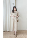 Beige Dress 杏色簡約不貼身顯瘦直身連身裙/ DS9857