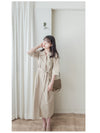 Beige Dress 杏色簡約不貼身顯瘦直身連身裙/ DS9857