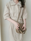 Beige Dress 杏色簡約不貼身顯瘦直身連身裙/ DS9857