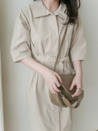 Beige Dress 杏色簡約不貼身顯瘦直身連身裙/ DS9857