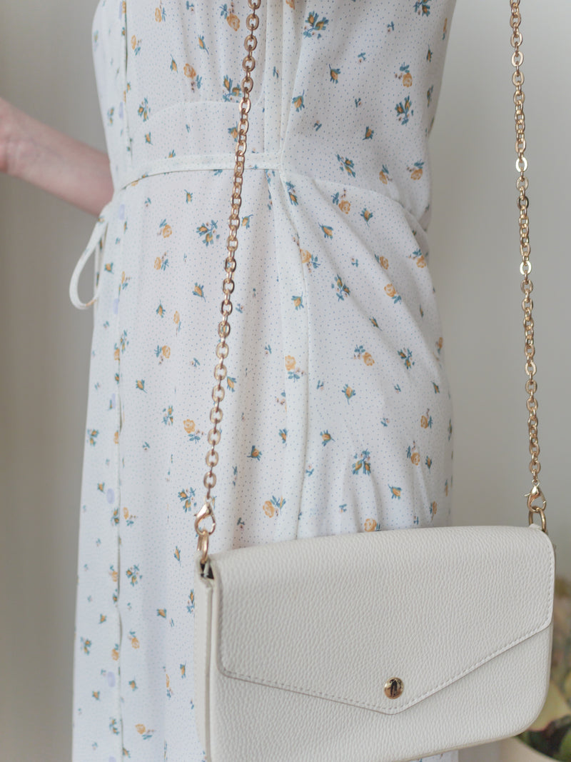 Snowdot Floral Dress V領口雪點印花修腰連身裙/ DS9872