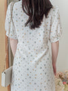 Snowdot Floral Dress V領口雪點印花修腰連身裙/ DS9872