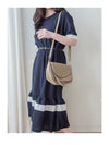 Navy Ruffle Dress 深藍彈性舒適波浪裙擺連身裙/ DS9874