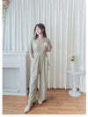 V Collar Jumpsuit V領簡約腰間車摺修腰連身褲/ DS9877
