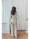 V Collar Jumpsuit V領簡約腰間車摺修腰連身褲/ DS9877