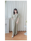 V Collar Jumpsuit V領簡約腰間車摺修腰連身褲/ DS9877