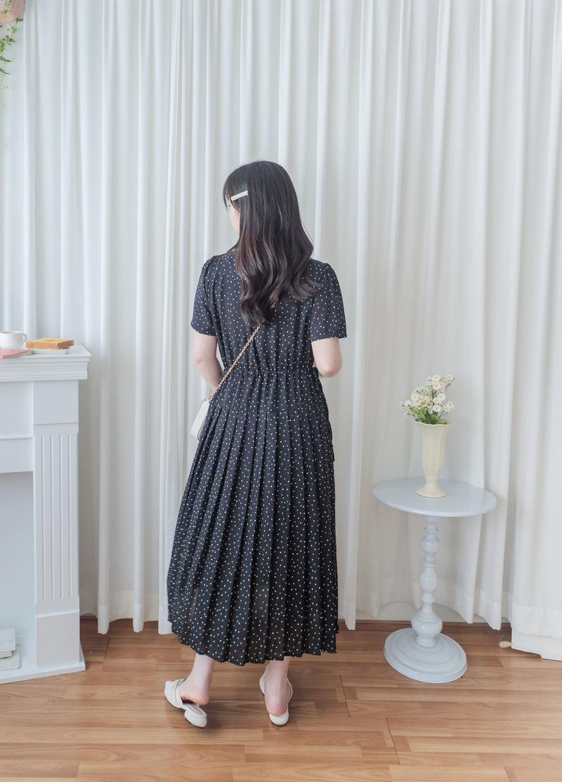 Adore Dress 心形印花腰下百摺裙擺連身裙/ DS9876
