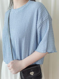 Round Collar Top 防皺好看微花邊立體格紋上衣/ TP9134