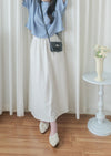 Soft Cotton Dress 側斜線設計口袋舒適棉半裙/ SK8877
