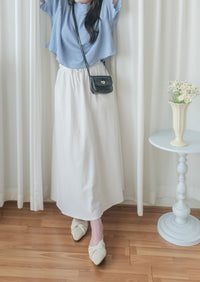 Soft Cotton Dress 側斜線設計口袋舒適棉半裙/ SK8877