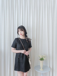 Coco Dress 十字織紋精緻鈕扣雙口袋連身裙/ DS9878