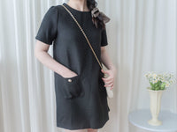 Coco Dress 十字織紋精緻鈕扣雙口袋連身裙/ DS9878